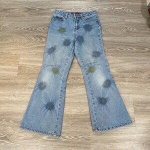 Girls OTB One Tuff Babe Flare Leg Low Rise Y2K Cotton Glitter Jeans Pants 10